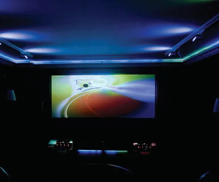 Home theater with active surround lighting mapping screen colors